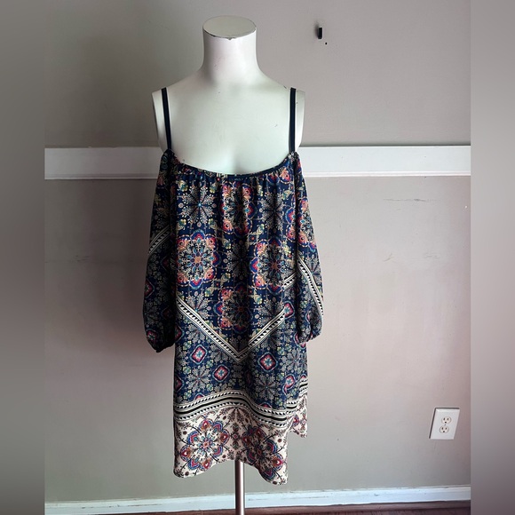 bailey blue Dresses & Skirts - bailey blue Navy Multicolor Off-Shoulder Mini Dress